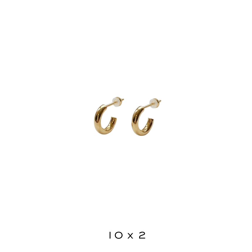 10x2mm Gold Hoop Earrings - Ella Blair 1030