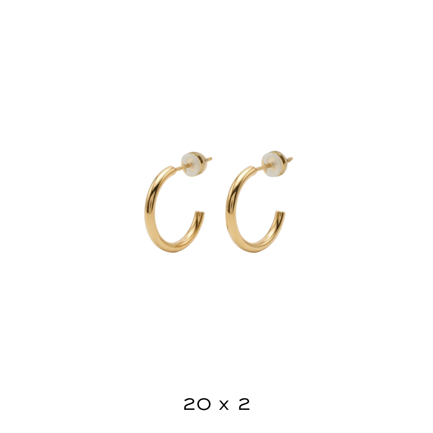 20x2mm Gold Hoop Earrings - Ella Blair 1030