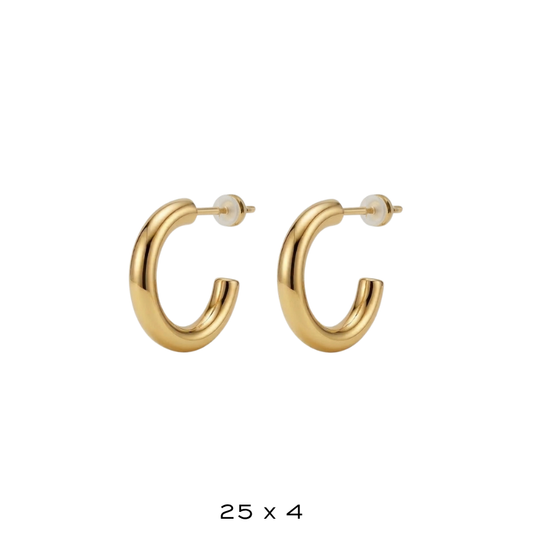 25x4mm Gold Hoop Earrings - Ella Blair 1030