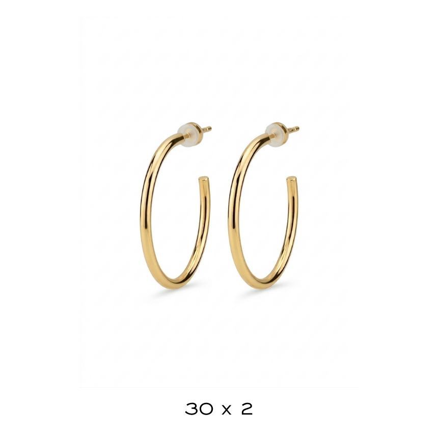 30x2mm Gold Hoop Earrings - Ella Blair 1030