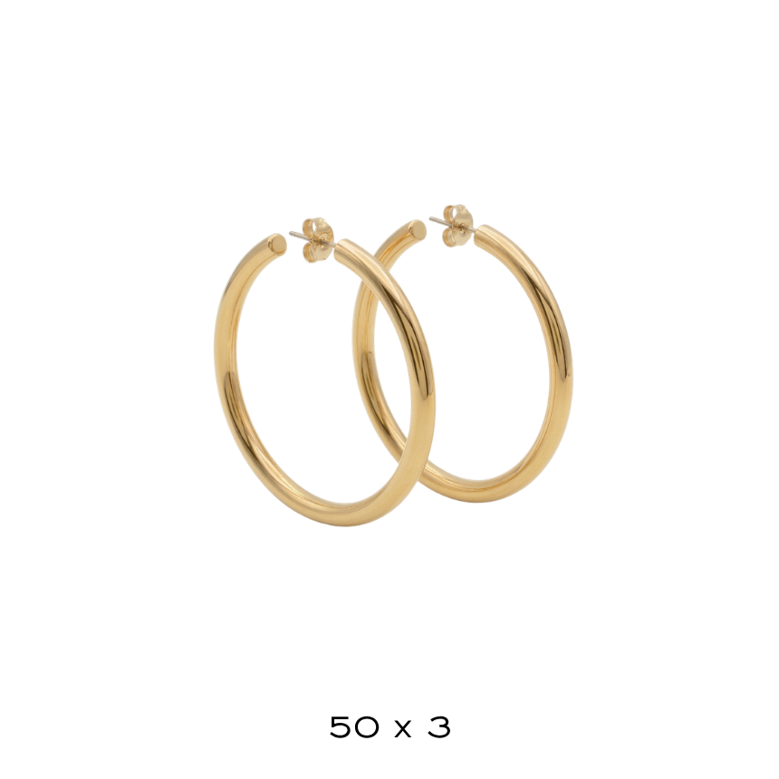 50x3mm Gold Hoop Earrings - Ella Blair 1030