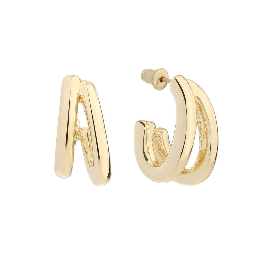 Double Gold Hoop Earring