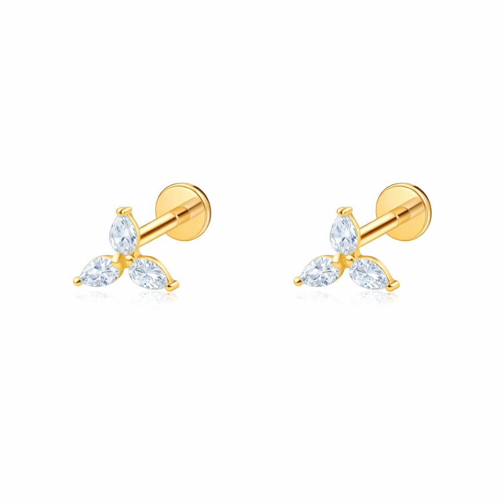 Pear Trio Stud Earrings