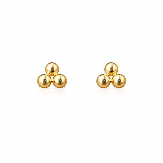 Trio Cluster Studs - Gold Plated Titanium Flat Back Studs